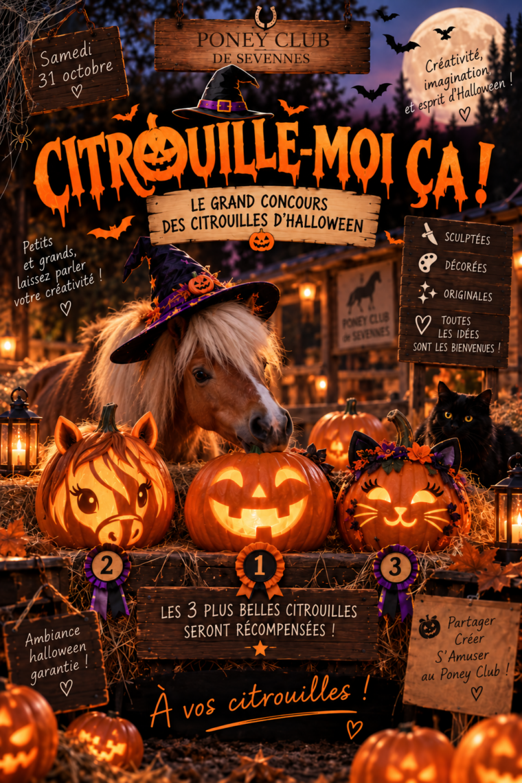 Concours des trois plus belles citrouilles d’Halloween au Poney Club de Sevennes