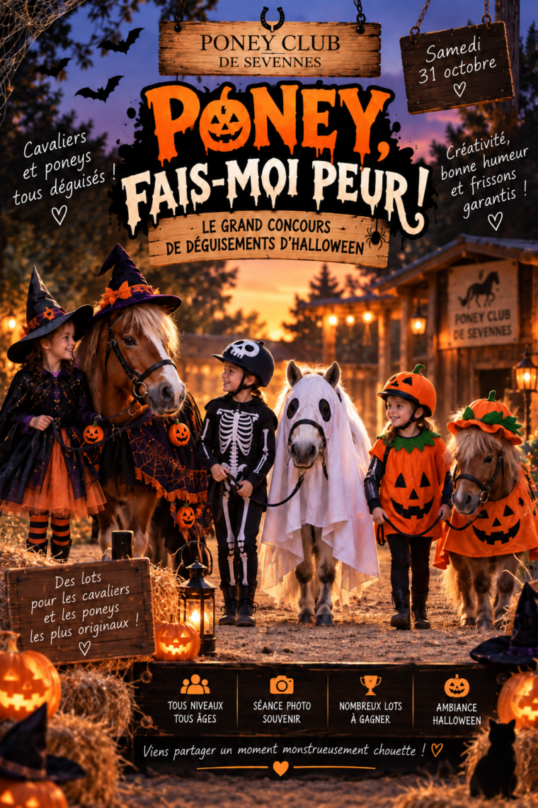 Concours de déguisements Halloween à poney le samedi 31 octobre